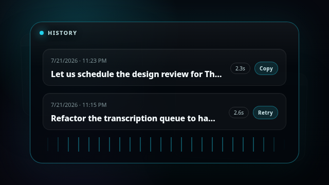 Voxis transcription history
